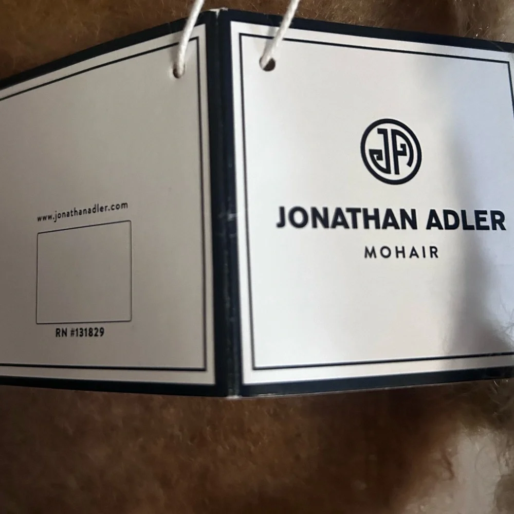NWT Jonathan Adler throw blanket striped tie die mohair cream white tan fringe